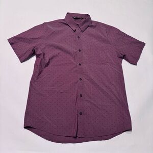 Travis Mathew Shirt Mens Medium Red Golf Button Up Short Sleeve Lightweight